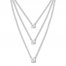 Layered Three-Stone Diamond Necklace 1 ct tw 14K White Gold