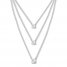 Layered Three-Stone Diamond Necklace 1 ct tw 14K White Gold