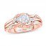 Adrianna Papell Diamond Engagement Ring 5/8 ct tw Round/Marquise-cut 14K Rose Gold