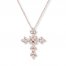 Diamond Cross Necklace 1/8 ct tw Round-cut 10K Rose Gold