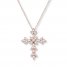 Diamond Cross Necklace 1/8 ct tw Round-cut 10K Rose Gold