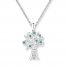 Diamond Tree Necklace Lab-Created Emeralds Sterling Silver