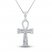 Diamond Cross Necklace 1/4 ct tw Round/Baguette 10K White Gold 18"