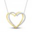 Diamond Heart Necklace 1/10 ct tw Round-cut 10K Yellow Gold & Sterling Silver 18"