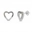 Black/Brown/White Diamond Heart Earrings 1/3 ct tw Sterling Silver