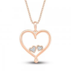 Diamond Heart Necklace 10K Rose Gold 18"