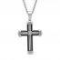 Men's Cross Necklace Diamond Accent Stainless Steel 24" Length