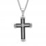 Men's Cross Necklace Diamond Accent Stainless Steel 24" Length