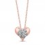 Diamond Heart Necklace 1/4 ct tw 10K Rose Gold 18"