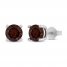 Garnet Stud Earrings Sterling Silver
