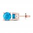 Swiss Blue Topaz Solitaire Earrings 10K Rose Gold