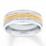 Men's Wedding Band Stainless Steel/Yellow Ion-Plating 8mm