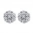Previously Owned Diamond Flower Earrings 1/15 ct tw Round-cut Sterling Silver