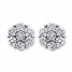 Previously Owned Diamond Flower Earrings 1/15 ct tw Round-cut Sterling Silver