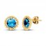 Blue Topaz Earrings 10K Yellow Gold