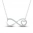 Diamond Infinity Heart Necklace 1/10 ct tw Round-cut 10K White Gold 18"