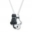 Cat Necklace 1/3 ct tw Black Diamonds Sterling Silver