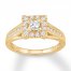 Diamond Engagement Ring 1/2 cttw Princess/Round 10K Yellow Gold
