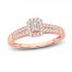 Diamond Engagement Ring 3/8 ct tw Emerald/Round 14K Rose Gold