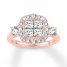 Diamond Engagement Ring 1-5/8 cttw Princess/Round 14K Rose Gold