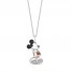 Disney Treasures Mickey Mouse Garnet & Diamond Necklace 1/6 ct tw Sterling Silver/10K Rose Gold 17"