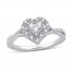 Diamond Heart Ring 1/5 ct tw Sterling Silver