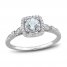 Aquamarine & Diamond Promise Ring 1/10 ct tw Round-Cut Sterling Silver