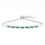 Lab-Created Emerald & White Lab-Created Sapphire Bolo Bracelet Sterling Silver