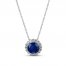Blue/White Lab-Created Sapphire Necklace Round-Cut Sterling Silver 18"