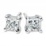 Diamond Solitaire Stud Earrings 1 ct tw Princess-cut 14K White Gold
