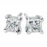 Diamond Solitaire Stud Earrings 1 ct tw Princess-cut 14K White Gold