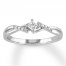 Diamond Ring 1/8 ct tw Princess/Round 10K White Gold