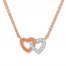 Diamond Heart Choker Necklace 1/20 ct tw 10K Rose Gold Adj.