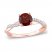 Garnet Engagement Ring 1/6 ct tw Diamonds 14K Rose Gold