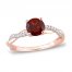 Garnet Engagement Ring 1/6 ct tw Diamonds 14K Rose Gold