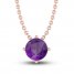 Amethyst Solitaire Necklace 10K Rose Gold 18"
