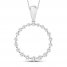 Diamond Circle Necklace 1/4 ct tw Round-cut 10K White Gold 18"