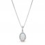 Opal & Diamond Necklace 1/6 ct tw Oval/Round-cut 10K White Gold 18"