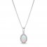 Opal & Diamond Necklace 1/6 ct tw Oval/Round-cut 10K White Gold 18"