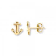 Young Teen Anchor Earrings 14K Yellow Gold