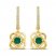 Center of Me Emerald & Diamond Dangle Earrings 1/10 ct tw 10K Yellow Gold