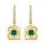 Center of Me Emerald & Diamond Dangle Earrings 1/10 ct tw 10K Yellow Gold