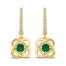 Center of Me Emerald & Diamond Dangle Earrings 1/10 ct tw 10K Yellow Gold