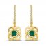 Center of Me Emerald & Diamond Dangle Earrings 1/10 ct tw 10K Yellow Gold