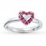Stackable Heart Ring Lab-Created Ruby Sterling Silver
