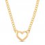 Heart Curb Chain Necklace 10K Yellow Gold 18"