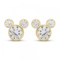 Children's Mickey Mouse Cubic Zirconia Stud Earrings 14K Yellow Gold