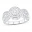 Diamond Halo Ring 1/2 ct tw Round-cut 10K White Gold