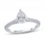 Lab-Created Diamonds by KAY Engagement Ring 1-1/5 ct tw Pear-Shaped/Round-Cut 14K White Gold