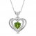 Peridot & White Lab-Created Sapphire Heart Necklace Sterling Silver 18"